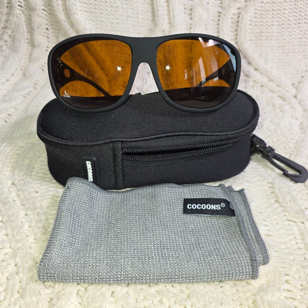 Cocoons Pilot FitOver Rx Sunglasses Black Hazelnut UV Filtering C302H Large NEW